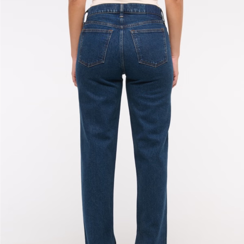 Abercrombie & Fitch Brown Curve Love Mid Rise 90s Straight Jeans - Picture 4 of 6